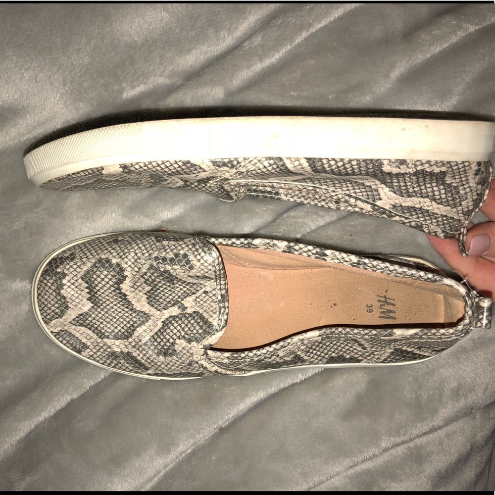 H&M snakeskin slip-on’s